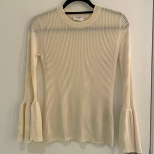 Frame Bell Sleeve Ribbed Knit Sweater